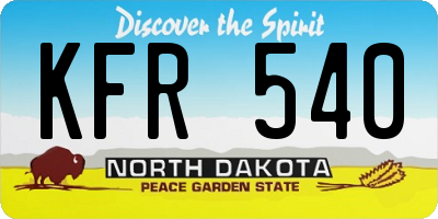 ND license plate KFR540