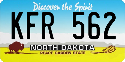 ND license plate KFR562