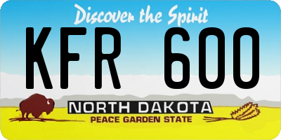 ND license plate KFR600