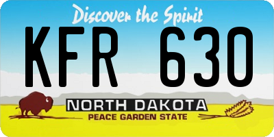 ND license plate KFR630