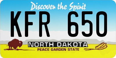 ND license plate KFR650
