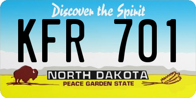 ND license plate KFR701