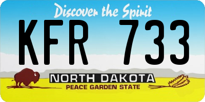ND license plate KFR733