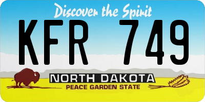 ND license plate KFR749