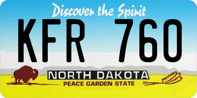 ND license plate KFR760