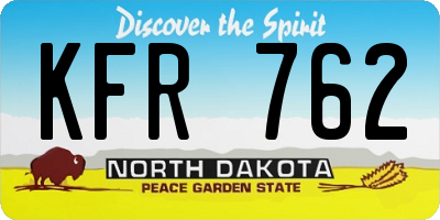 ND license plate KFR762