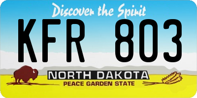 ND license plate KFR803