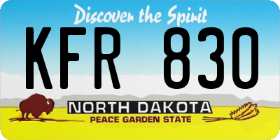 ND license plate KFR830