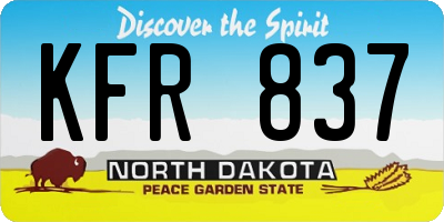 ND license plate KFR837