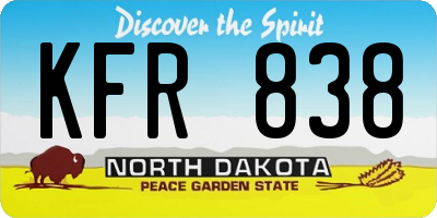 ND license plate KFR838