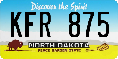 ND license plate KFR875