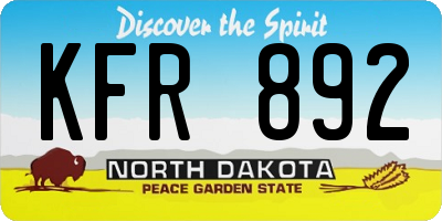 ND license plate KFR892