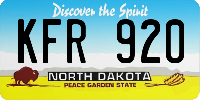ND license plate KFR920