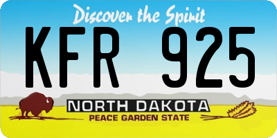 ND license plate KFR925