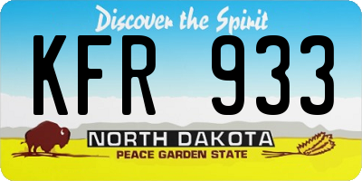 ND license plate KFR933