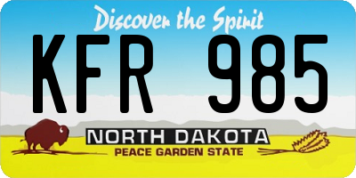 ND license plate KFR985