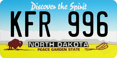 ND license plate KFR996