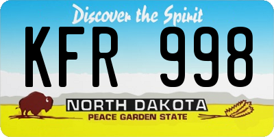 ND license plate KFR998