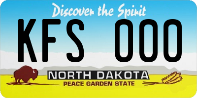 ND license plate KFS000