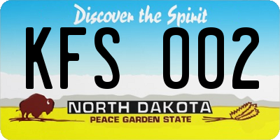 ND license plate KFS002