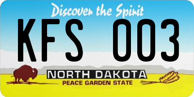 ND license plate KFS003