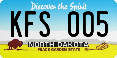 ND license plate KFS005