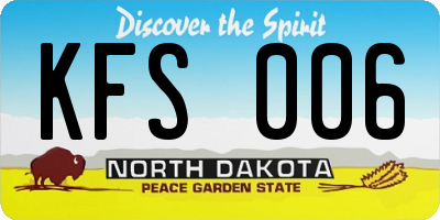 ND license plate KFS006