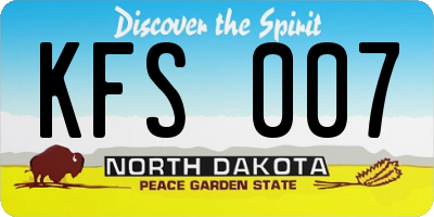 ND license plate KFS007