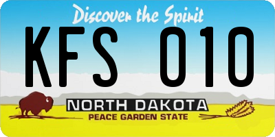ND license plate KFS010