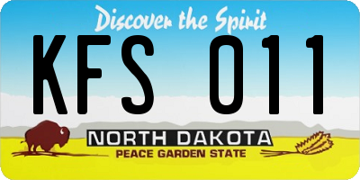ND license plate KFS011