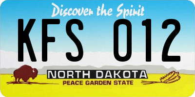 ND license plate KFS012