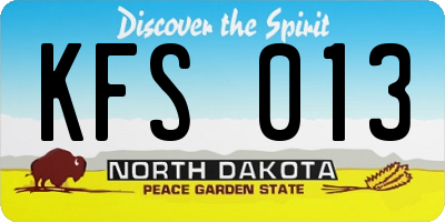 ND license plate KFS013