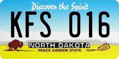 ND license plate KFS016