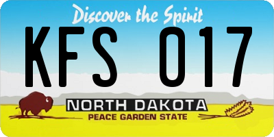 ND license plate KFS017