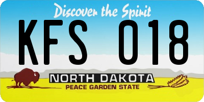 ND license plate KFS018