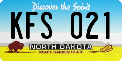 ND license plate KFS021