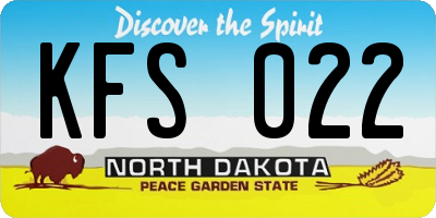 ND license plate KFS022
