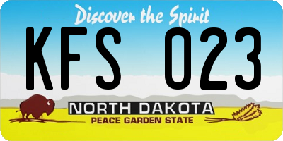 ND license plate KFS023