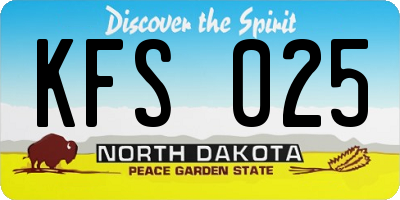 ND license plate KFS025