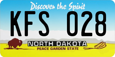 ND license plate KFS028