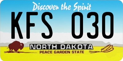 ND license plate KFS030