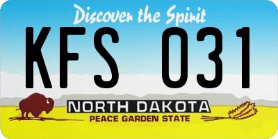 ND license plate KFS031