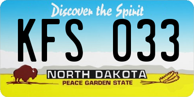 ND license plate KFS033