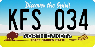 ND license plate KFS034