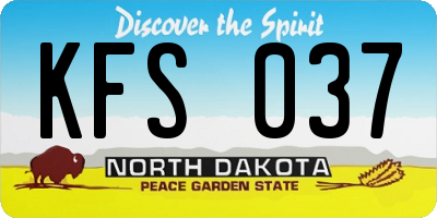 ND license plate KFS037