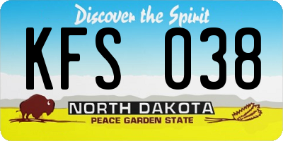 ND license plate KFS038
