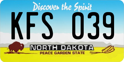 ND license plate KFS039