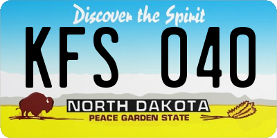 ND license plate KFS040