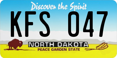 ND license plate KFS047