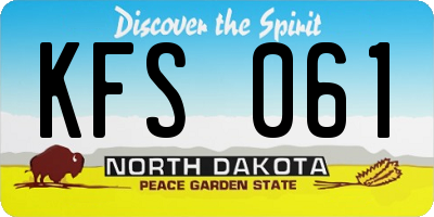 ND license plate KFS061